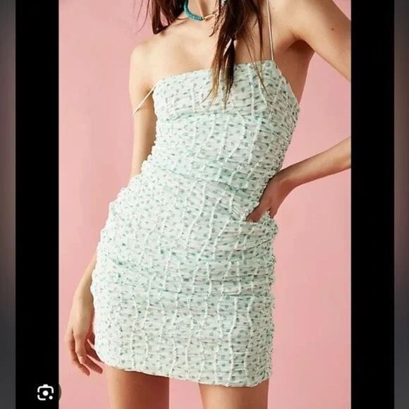 NWT For Love & Lemons Drea Mini Dress In Green Size XS - Picture 2 of 8